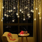 LED curtain lights with snowflake design for festive decor - warm white