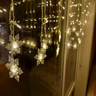LED curtain lights with snowflake design for festive decor