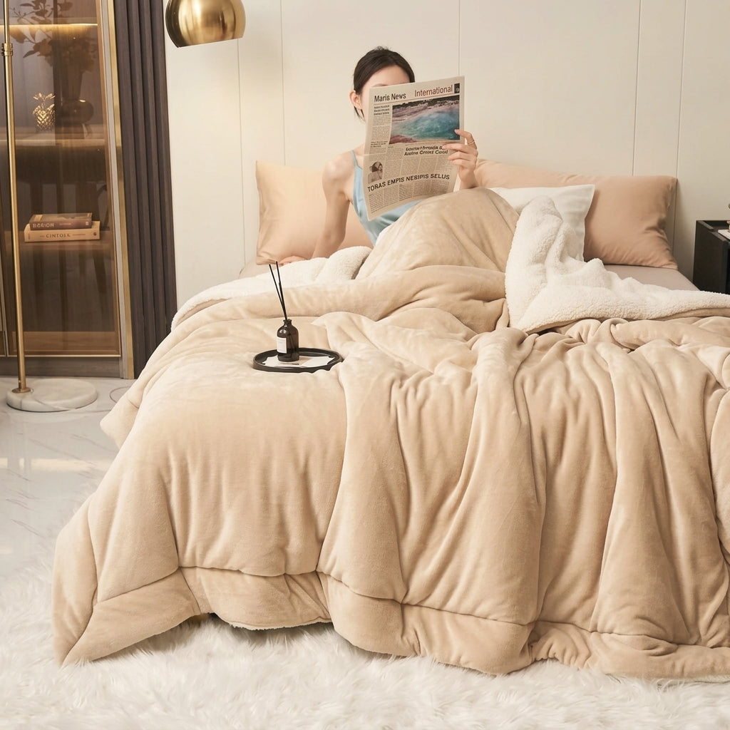 Fleece blanket with polyester material for cosy relaxation