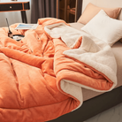 Fleece blanket with polyester material for cosy relaxation - orange