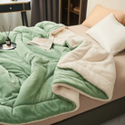 Fleece blanket with polyester material for cosy relaxation - light green