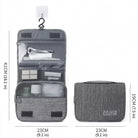 Travel toiletry bag with hanging hook and mesh pockets