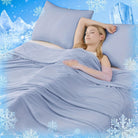 Cooling blanket with temperature regulating material - dark blue