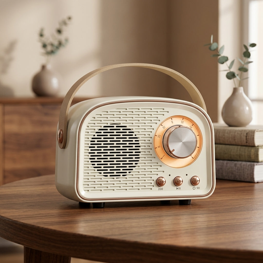 Vintage style Bluetooth speaker with wireless connectivity - white