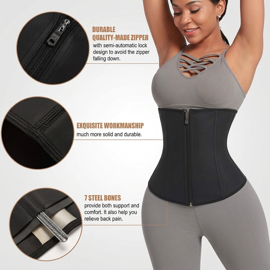 Neoprene waist trainer belt with adjustable compression straps