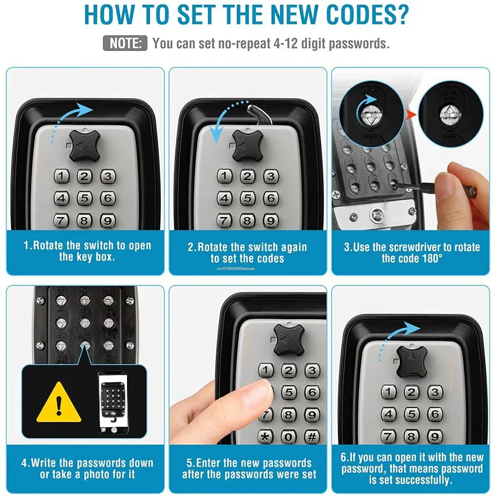 Wall mounted key lock box with combination code