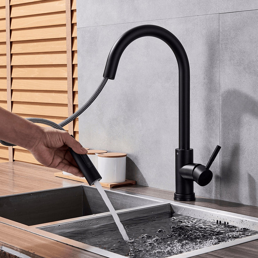 Sensor kitchen faucet with pull out sprayer