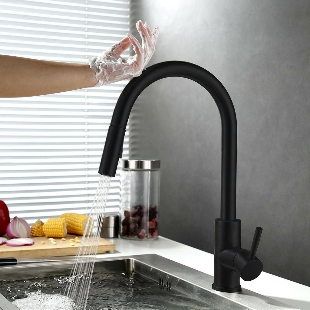 Sensor kitchen faucet with pull out sprayer