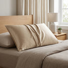 Silk pillowcase with temperature regulating design and hidden zip - champagne