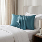 Silk pillowcase with temperature regulating design and hidden zip - moonlight blue