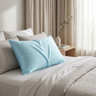 Silk pillowcase with temperature regulating design and hidden zip - sky blue