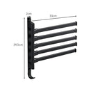 Wall mounted towel rack with five rotating arms