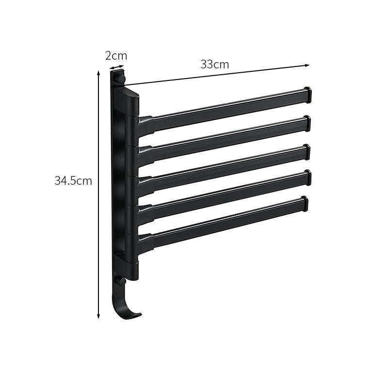 Wall mounted towel rack with five rotating arms