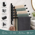 Wall mounted towel rack with five rotating arms