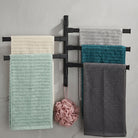 Wall mounted towel rack with five rotating arms