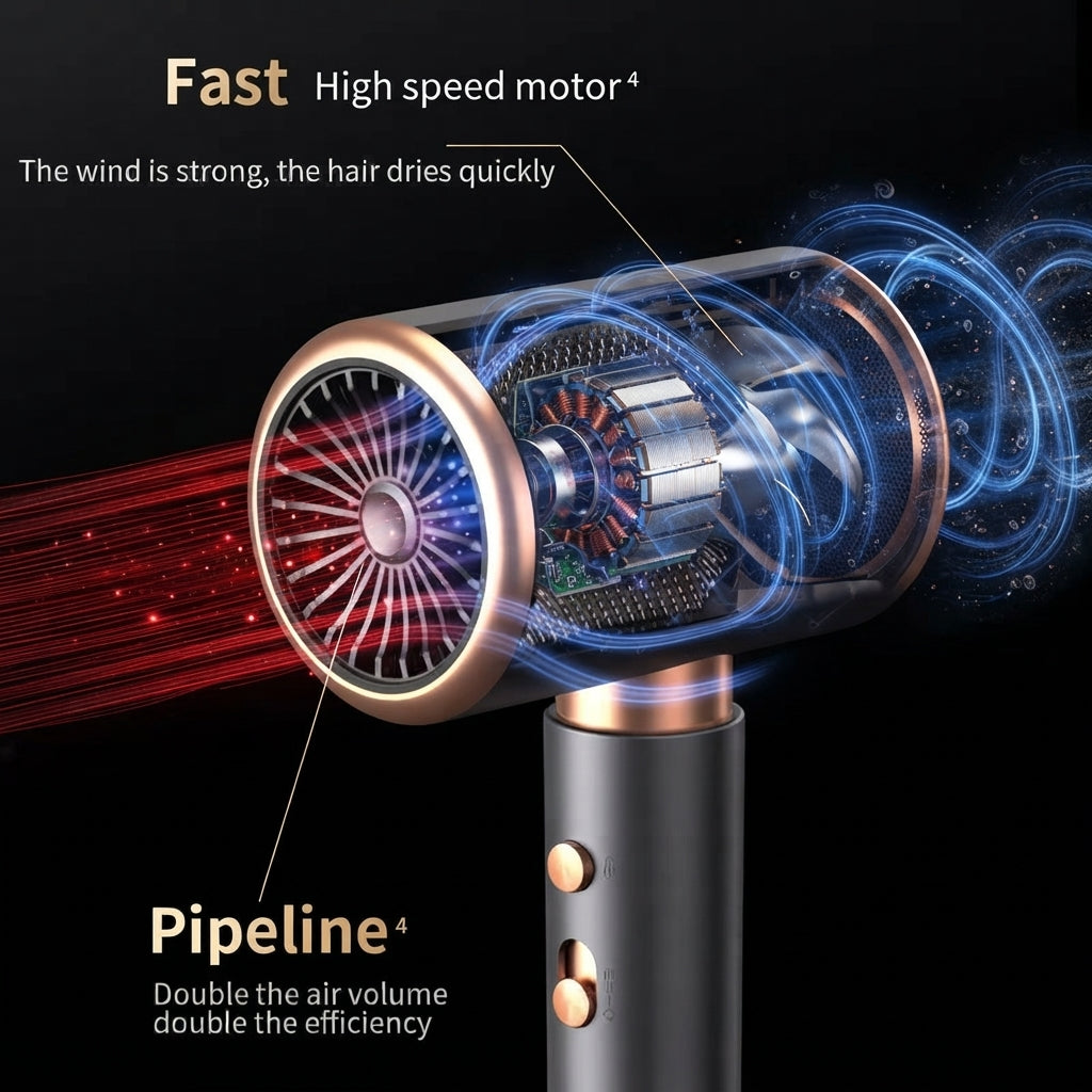 Ionic hair dryer with frizz control for smooth hair