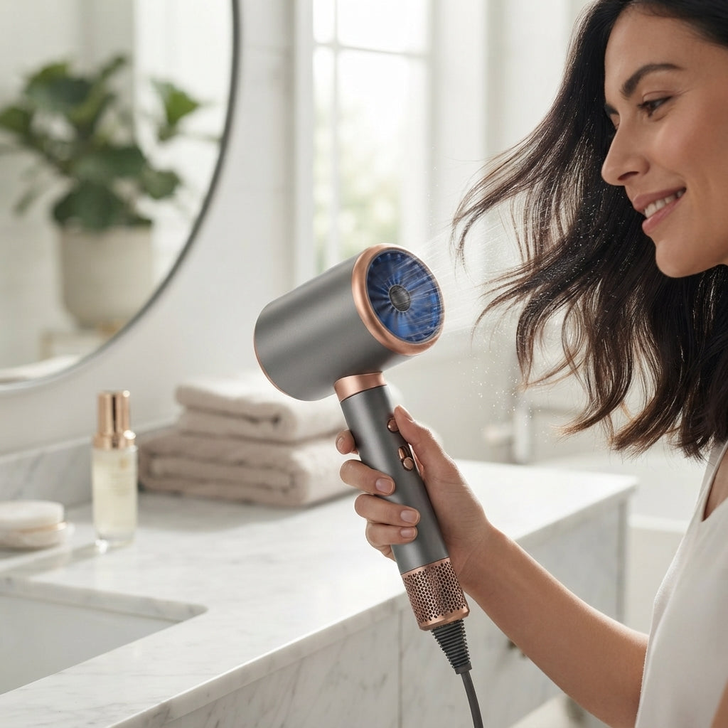 Ionic hair dryer with frizz control for smooth hair