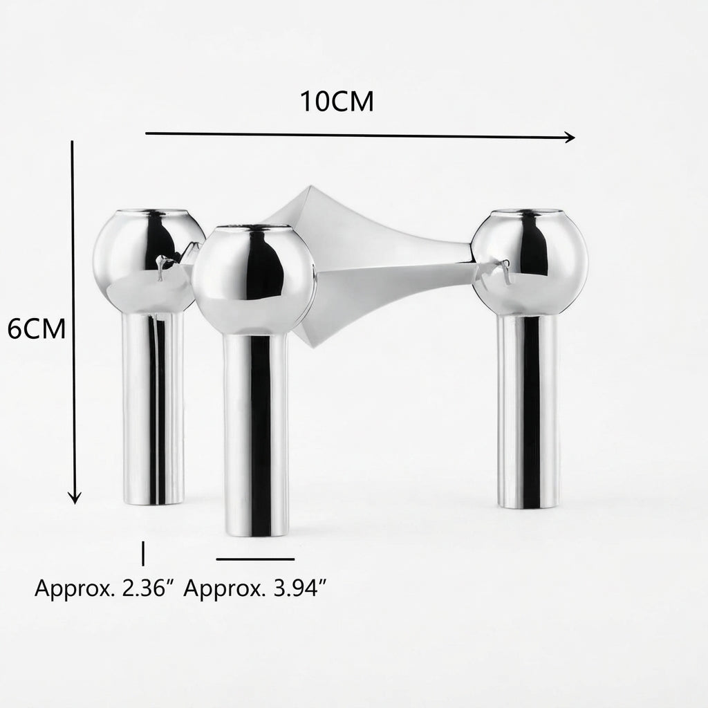 Metal candle holder with modular construction and steel body