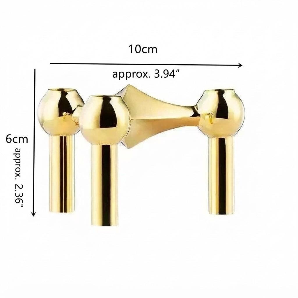 Metal candle holder with modular construction and steel body