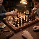 Foldable wooden chess board with magnetic closure