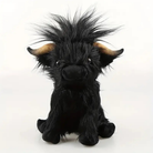 Highland cow plush toy with realistic fur detail - black