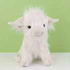 Highland cow plush toy with realistic fur detail - white