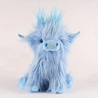 Highland cow plush toy with realistic fur detail - blue