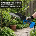 Cordless chainsaw with two rechargeable batteries for branches