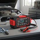 Car battery charger for AGM and lead acid batteries - red