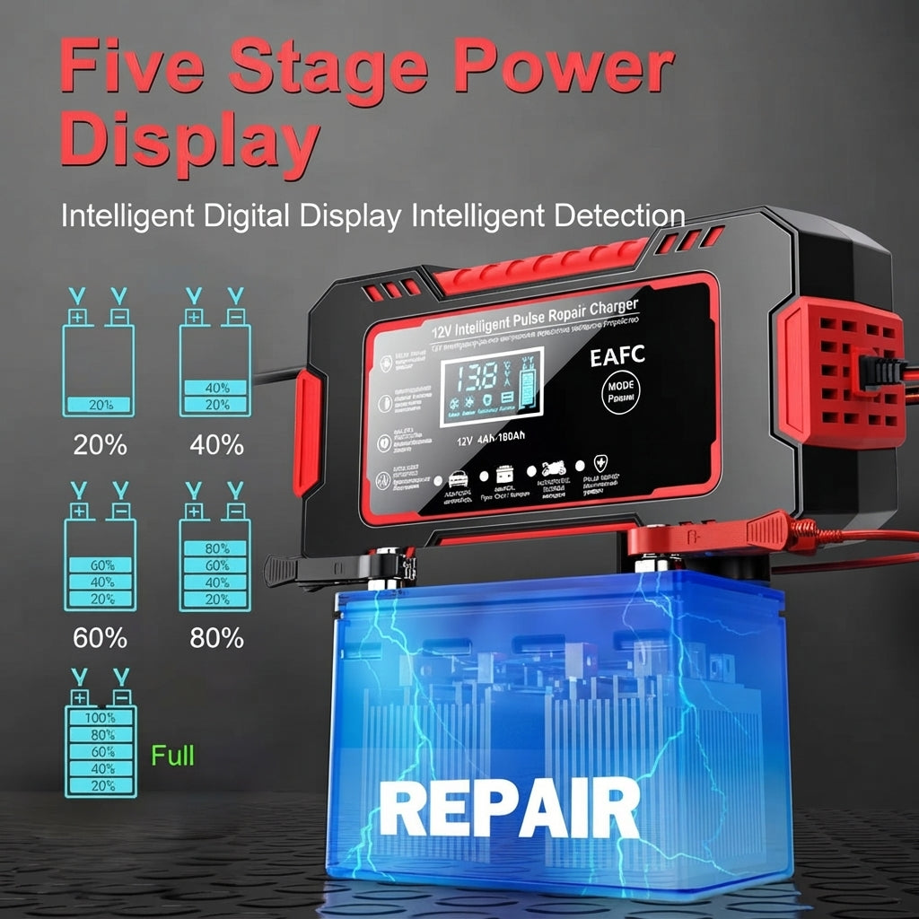 Car battery charger for AGM and lead acid batteries