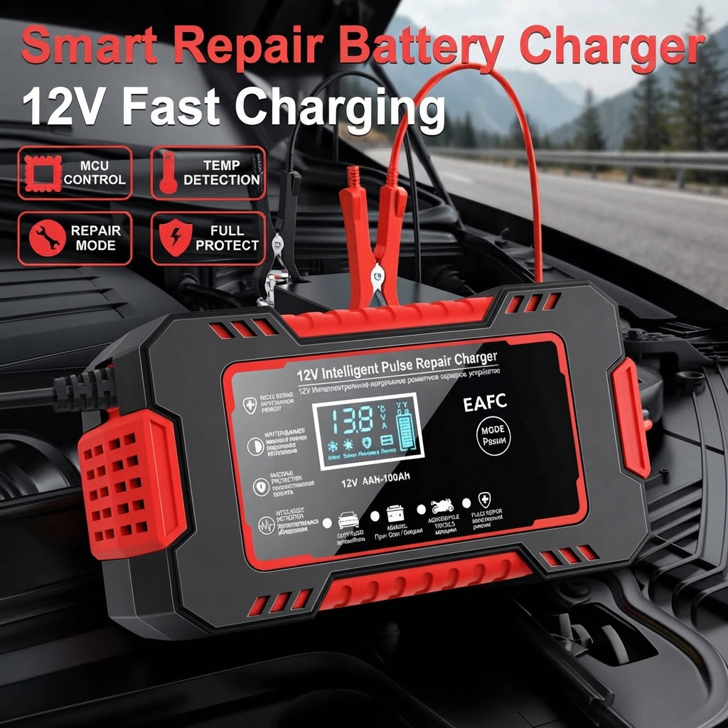 Car battery charger for AGM and lead acid batteries
