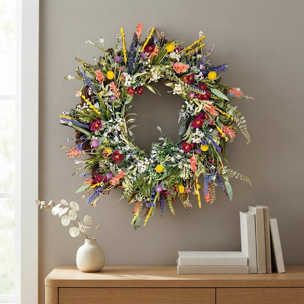 Floral wreath for indoor and outdoor door decoration