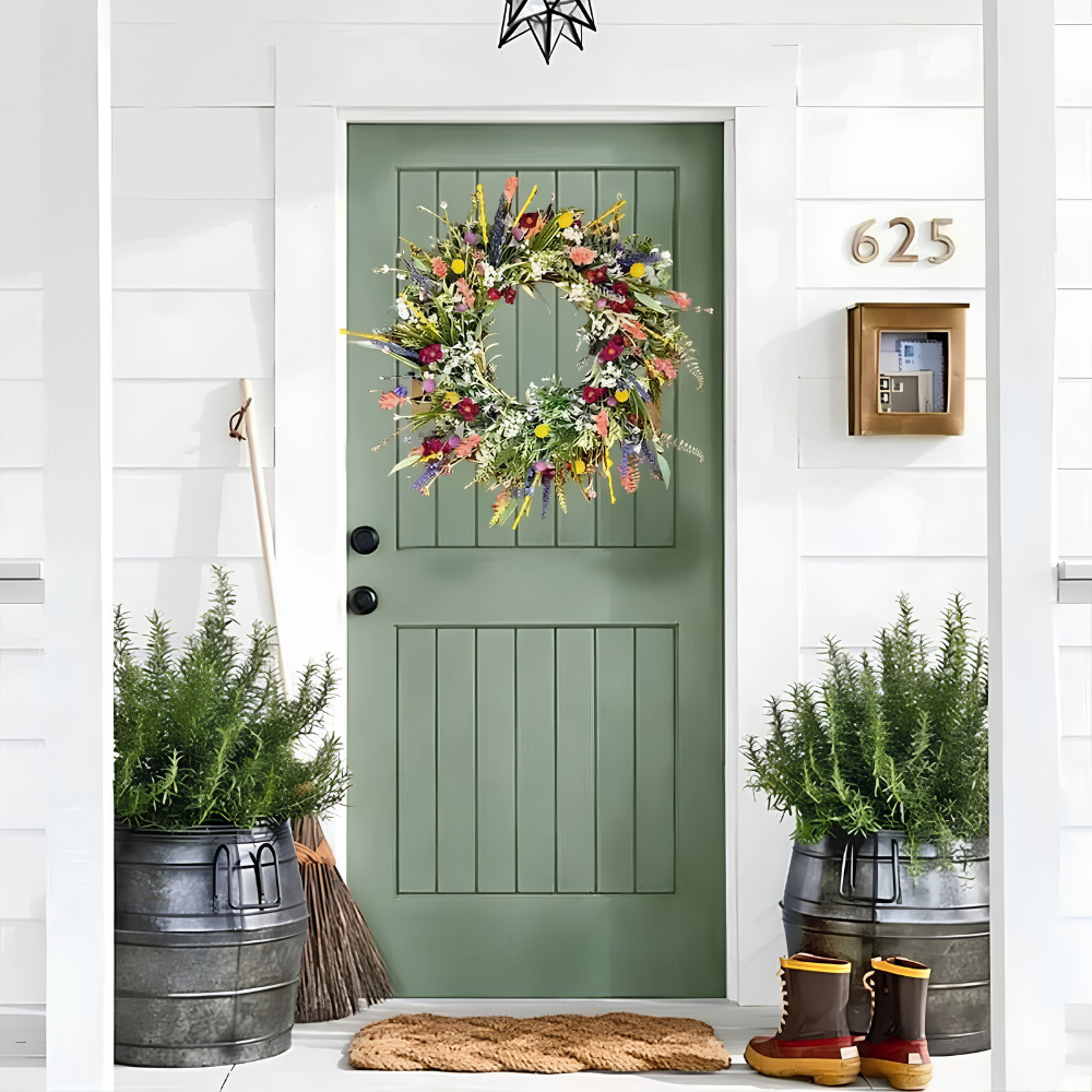 Floral wreath for indoor and outdoor door decoration