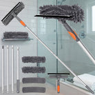 Telescopic Window Cleaner With Rotating Squeegee And Replacement Pads - gray
