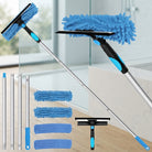Telescopic Window Cleaner With Rotating Squeegee And Replacement Pads - blue