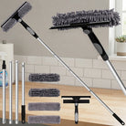 Telescopic Window Cleaner With Rotating Squeegee And Replacement Pads - black