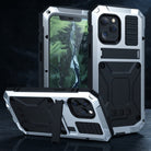 Phone Case With Tempered Glass Screen And Metal Frame - silver