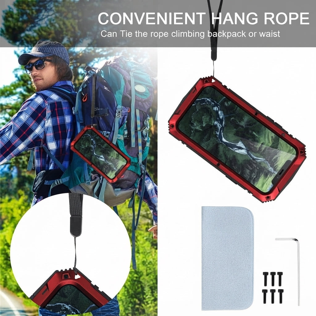Phone Case With Tempered Glass Screen And Metal Frame