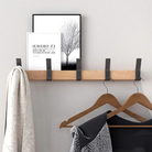 Wall Hanger With Wood Frame And Adjustable Hooks