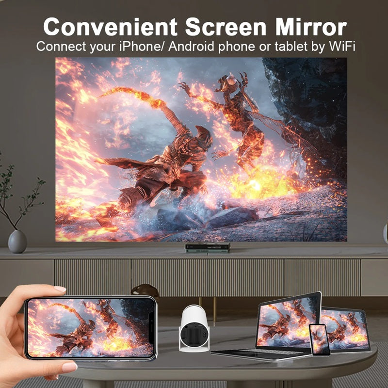 Portable Mini Projector With 4K Resolution And Bluetooth Connectivity