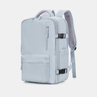 Travel Backpack With Multiple Compartments And USB Charging Port - light blue