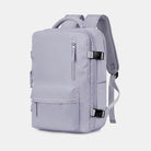 Travel Backpack With Multiple Compartments And USB Charging Port - light purple