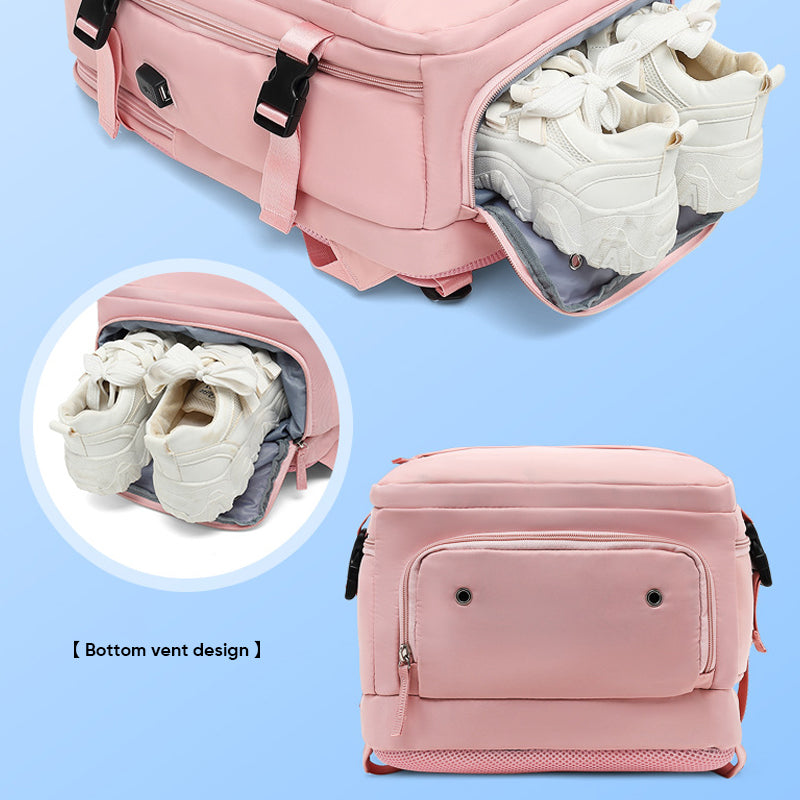 Travel Backpack With Multiple Compartments And USB Charging Port