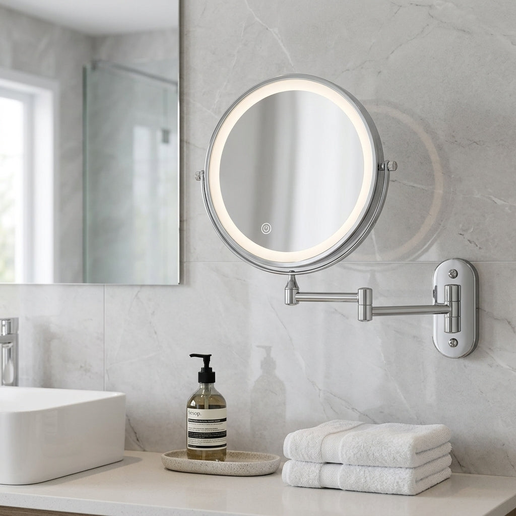 Makeup Mirror With LED Lights And 10x Magnification