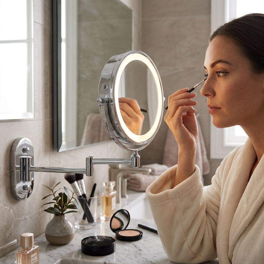 Makeup Mirror With LED Lights And 10x Magnification