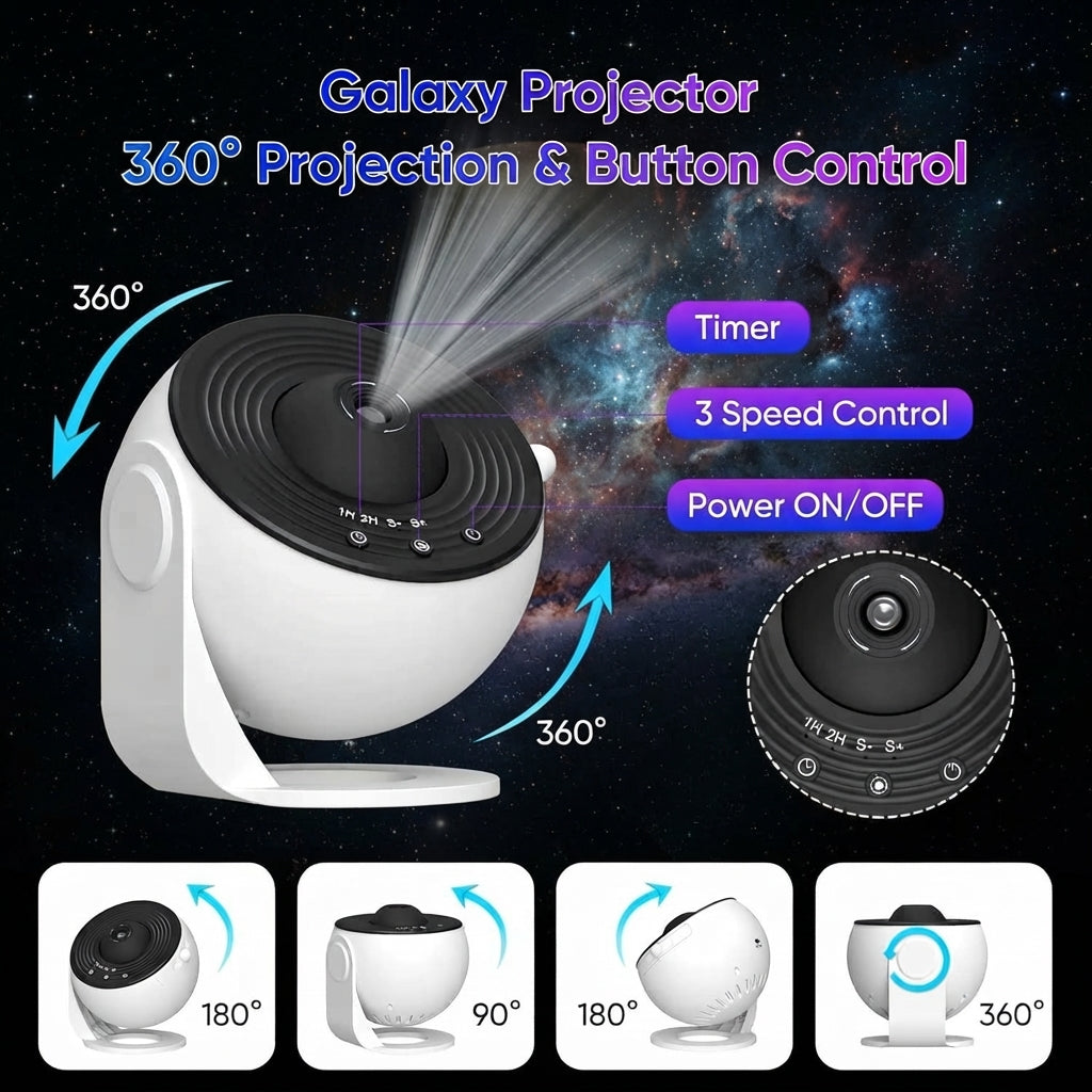 Star Projector Lamp With Galaxy Discs And Night Light