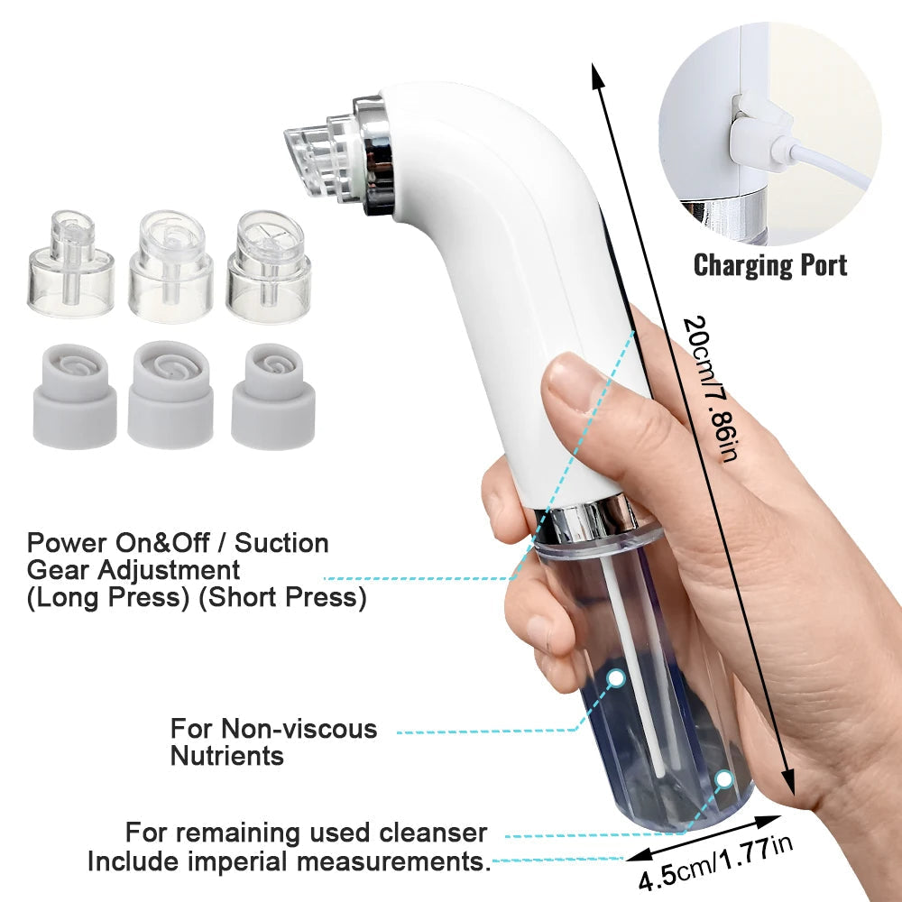 Pore Cleanser With Interchangeable Heads And Suction Settings