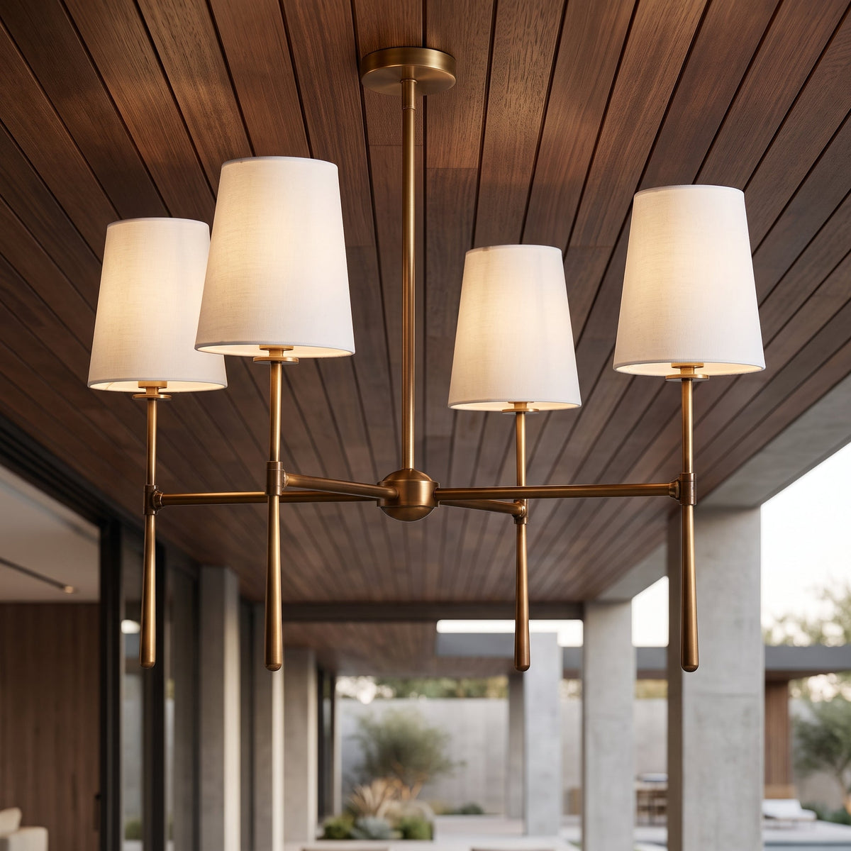 Fabric pendant light with pleated drum shade