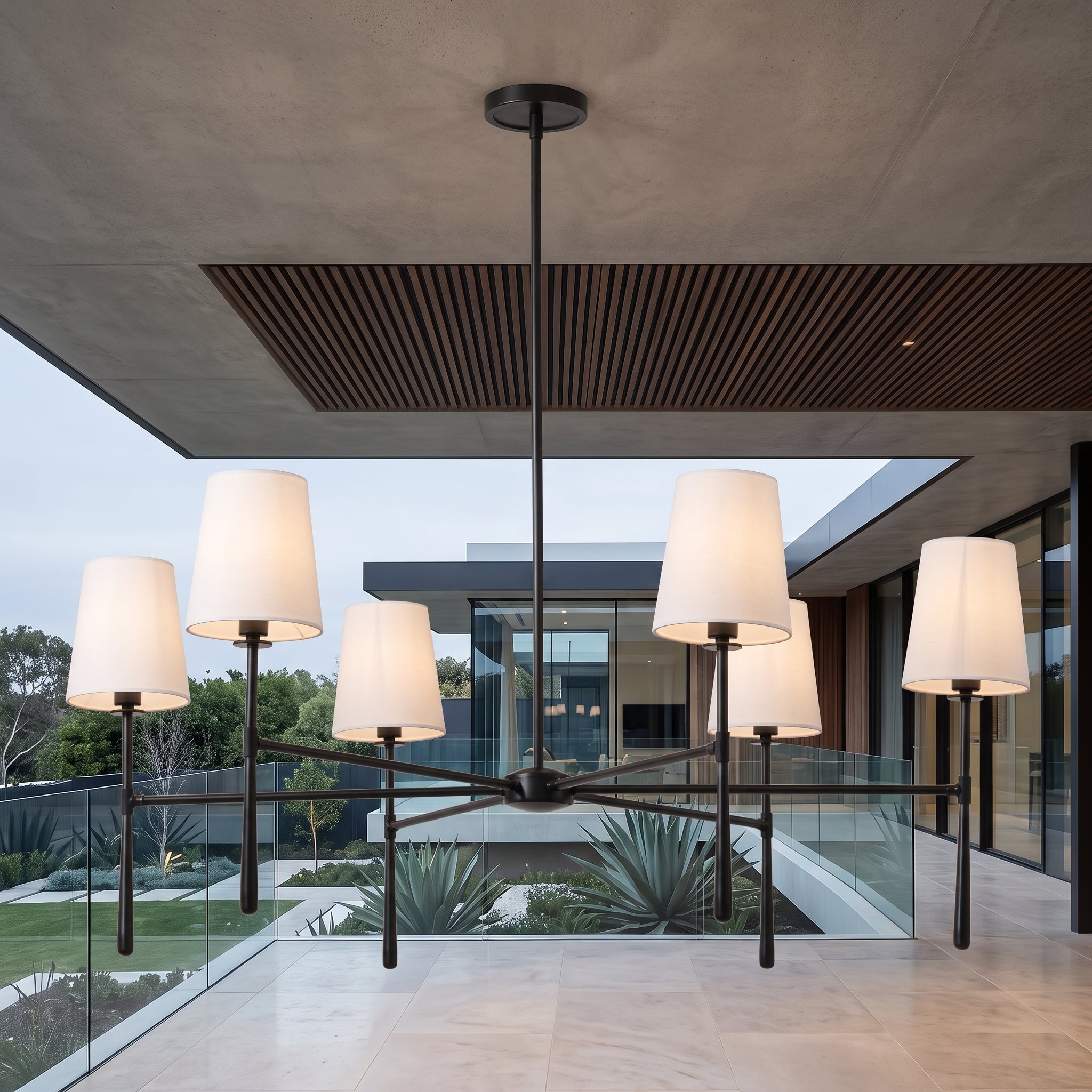 Fabric pendant light with pleated drum shade