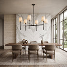 Fabric pendant light with pleated drum shade